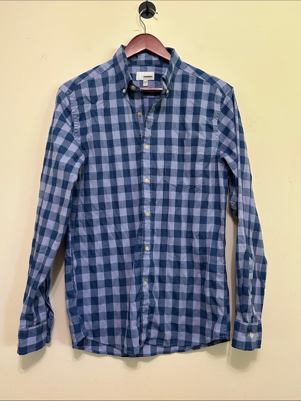 Sonoma Goods For Life Blue Checked Button-Down Shirt NWOT